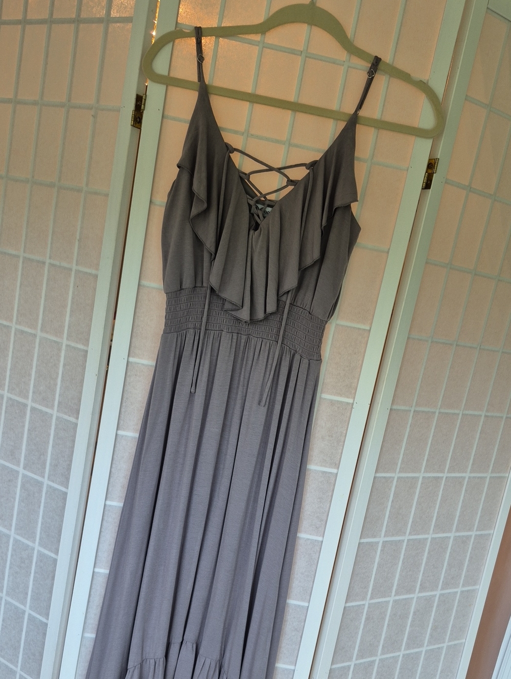 Gray Ruffle Maxi Dress